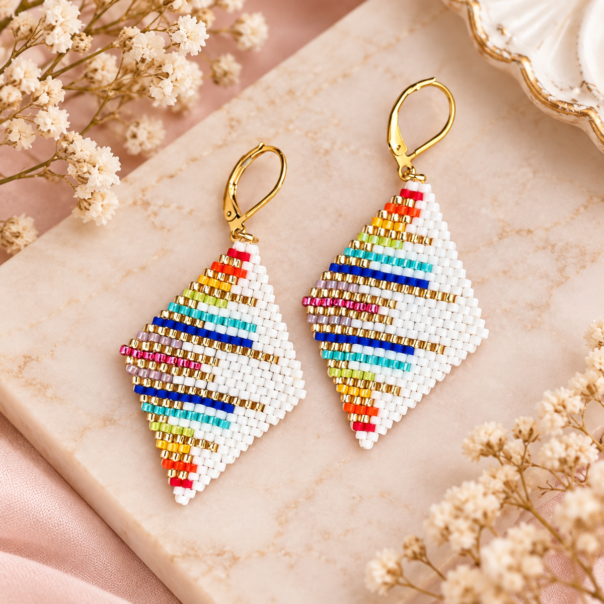 Aretes rombos colores