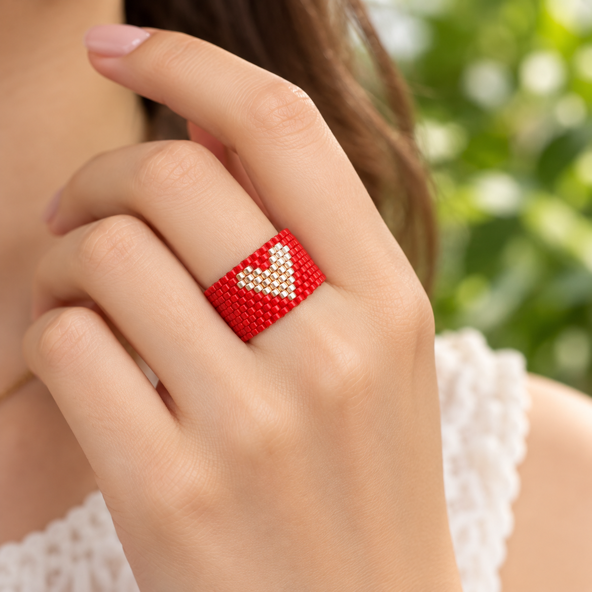 Anillo rojo corazon