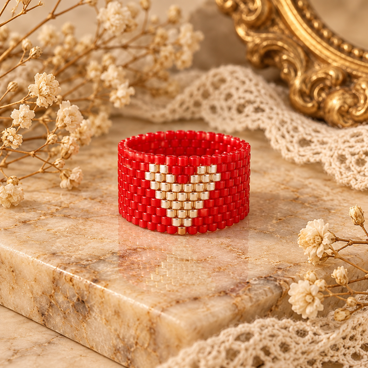 Anillo rojo corazon