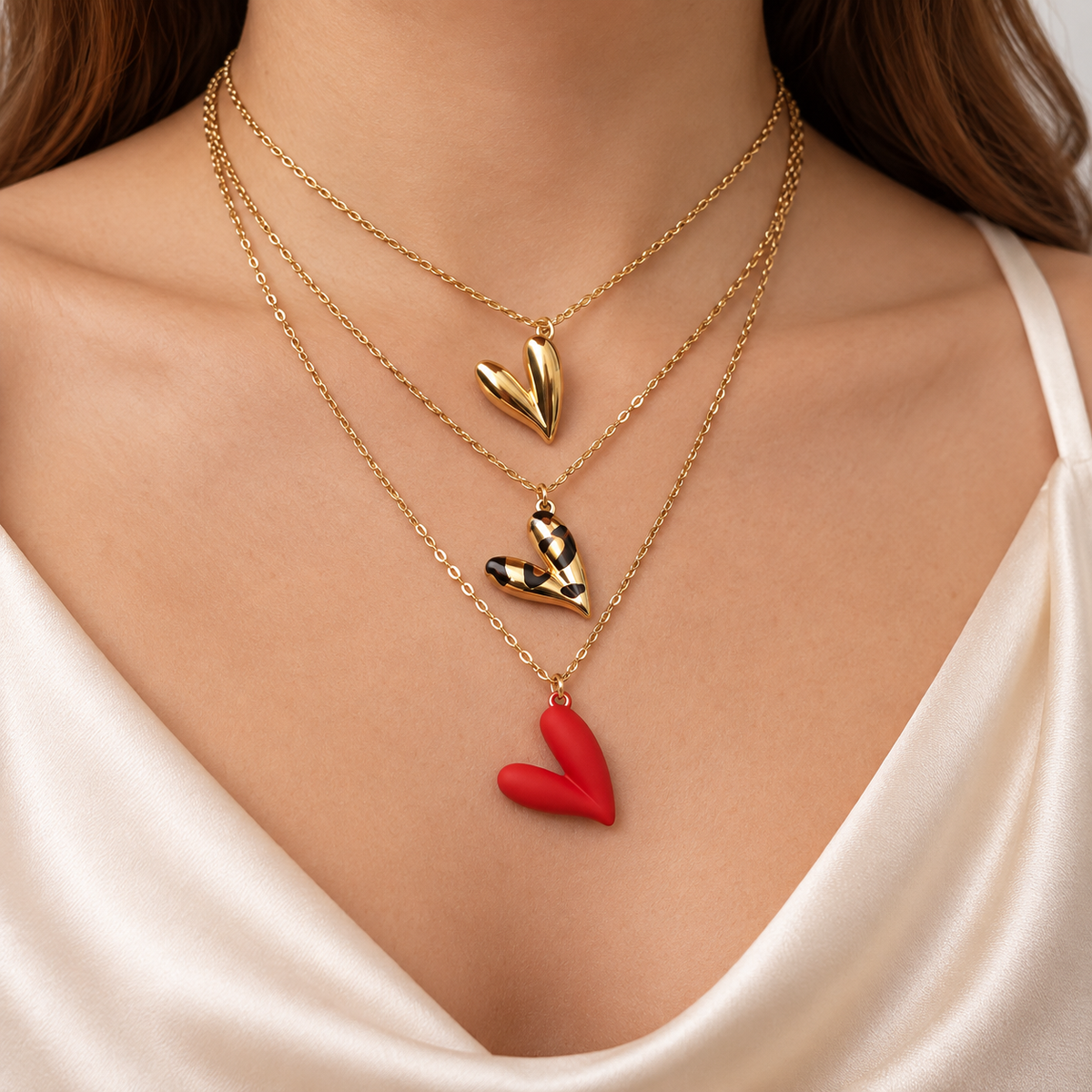 Trío de collares corazón