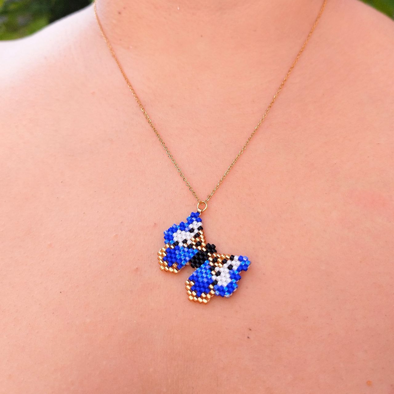Collar mini mariposa blue