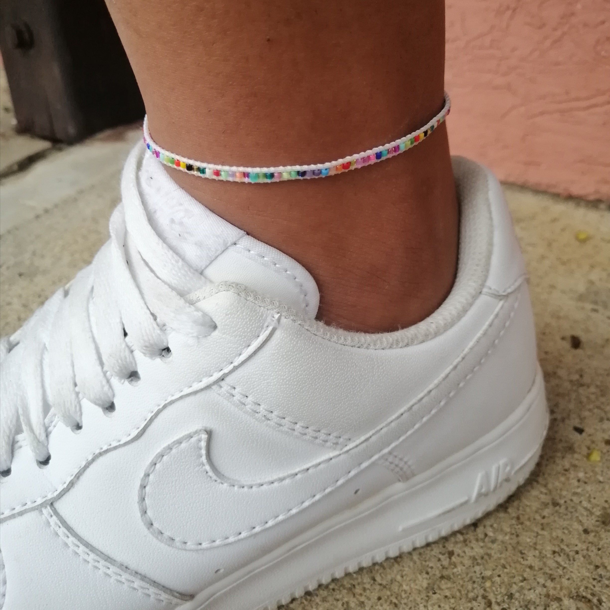 Tobilleras arcoíris white