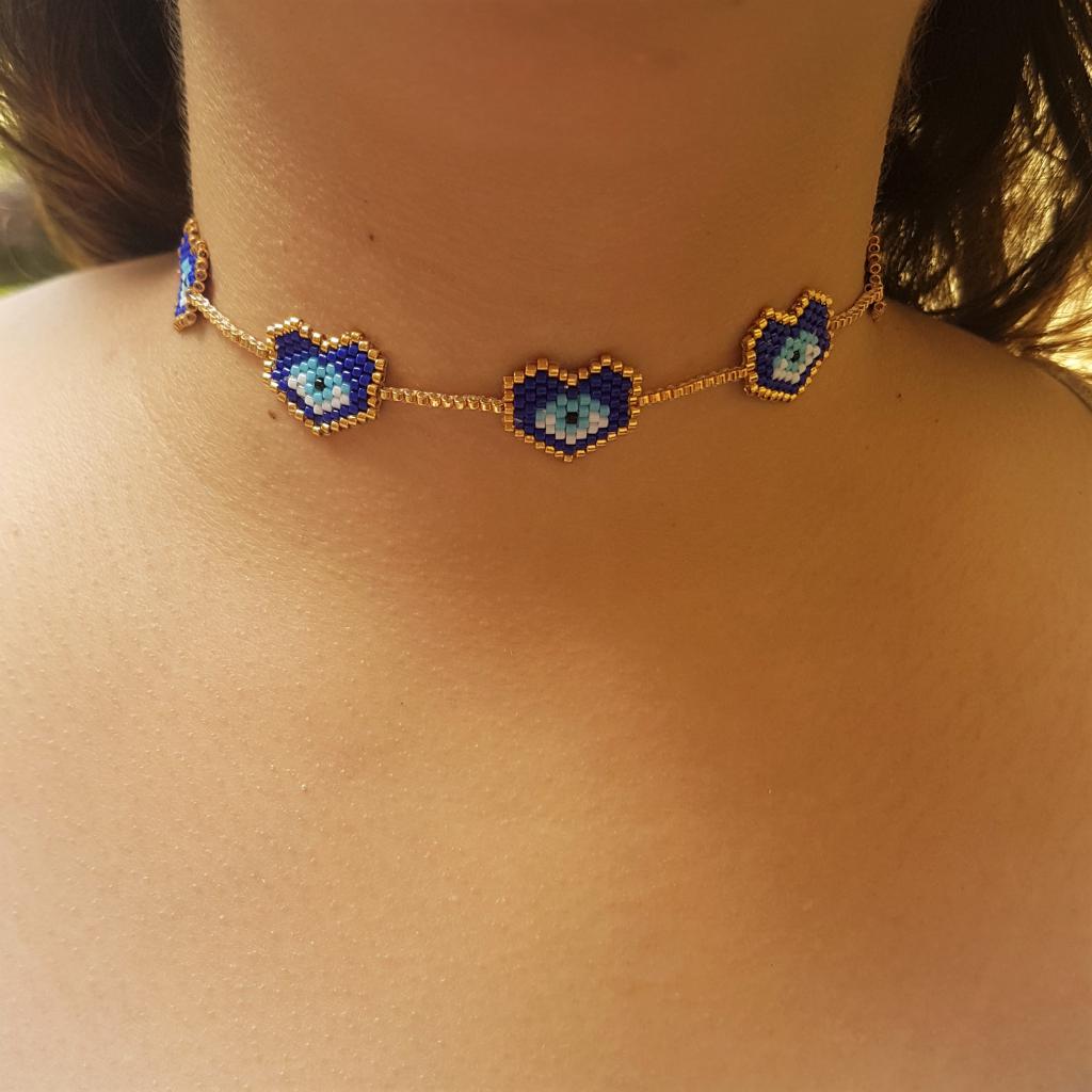 Gargantilla corazones azules