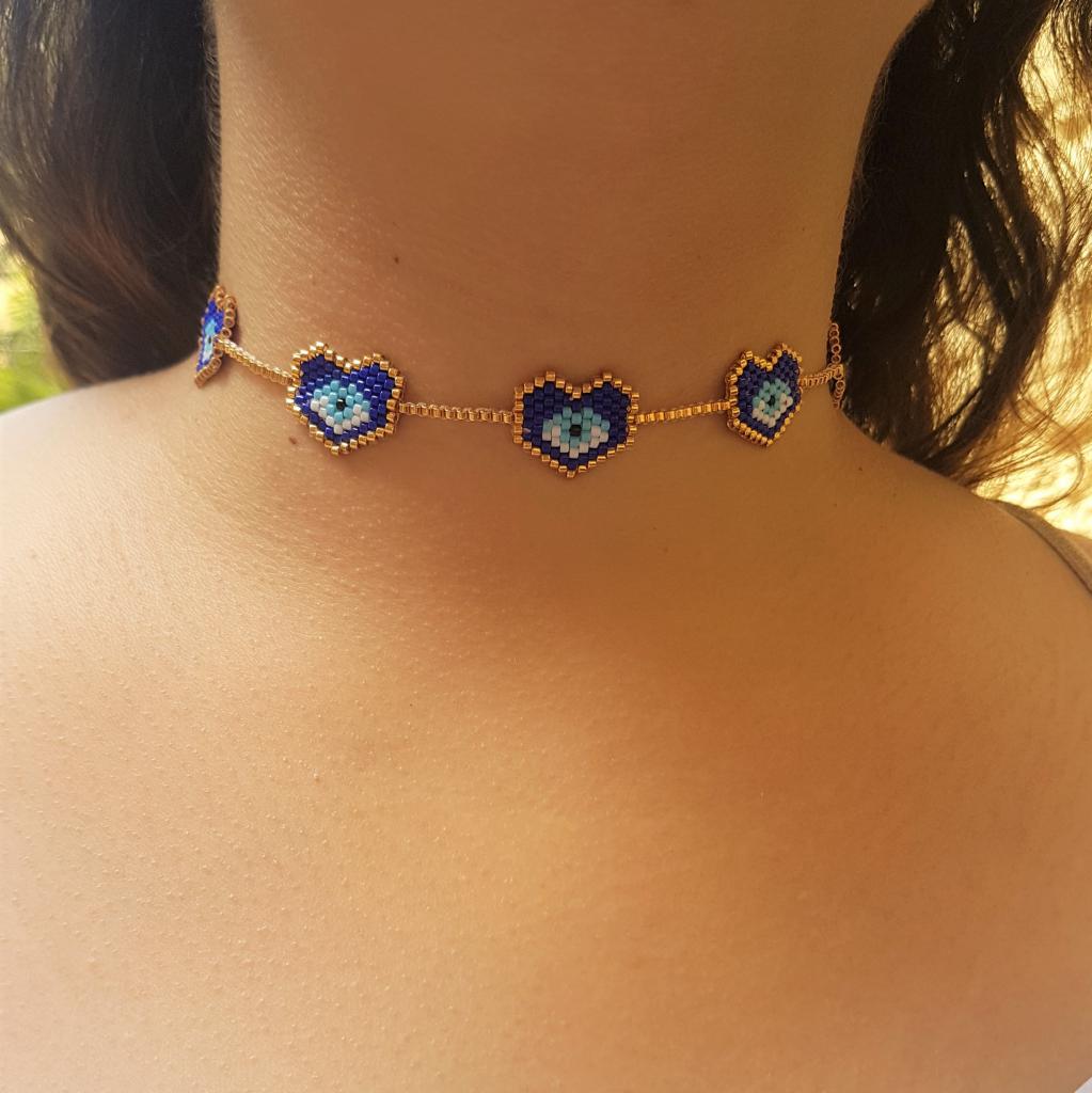 Gargantilla corazones azules