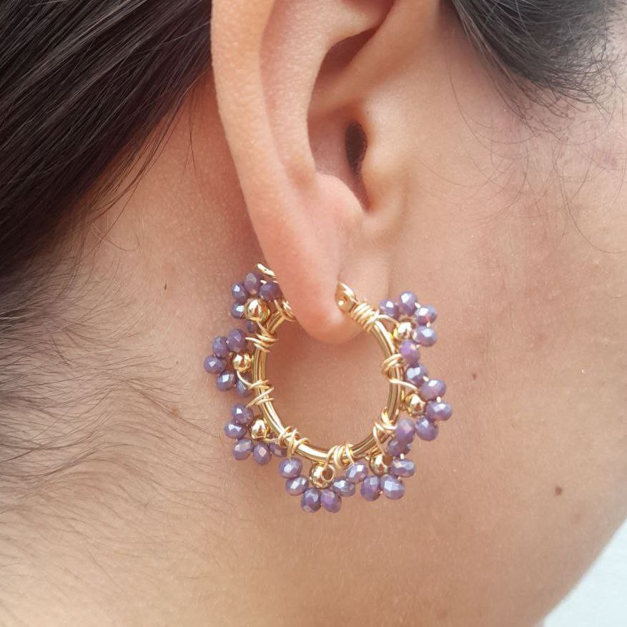 Candongas flor morada