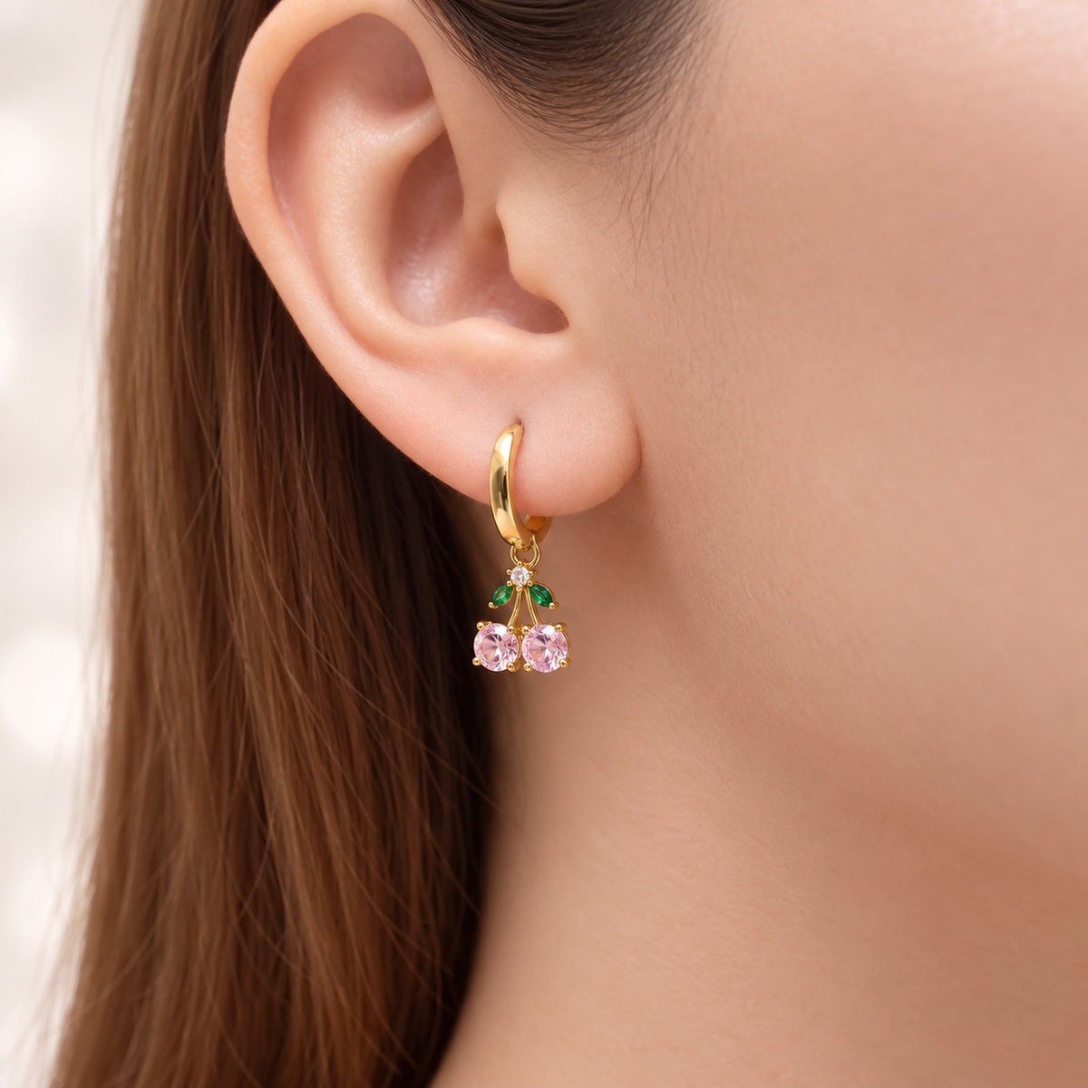 Aretes pendientes cereza