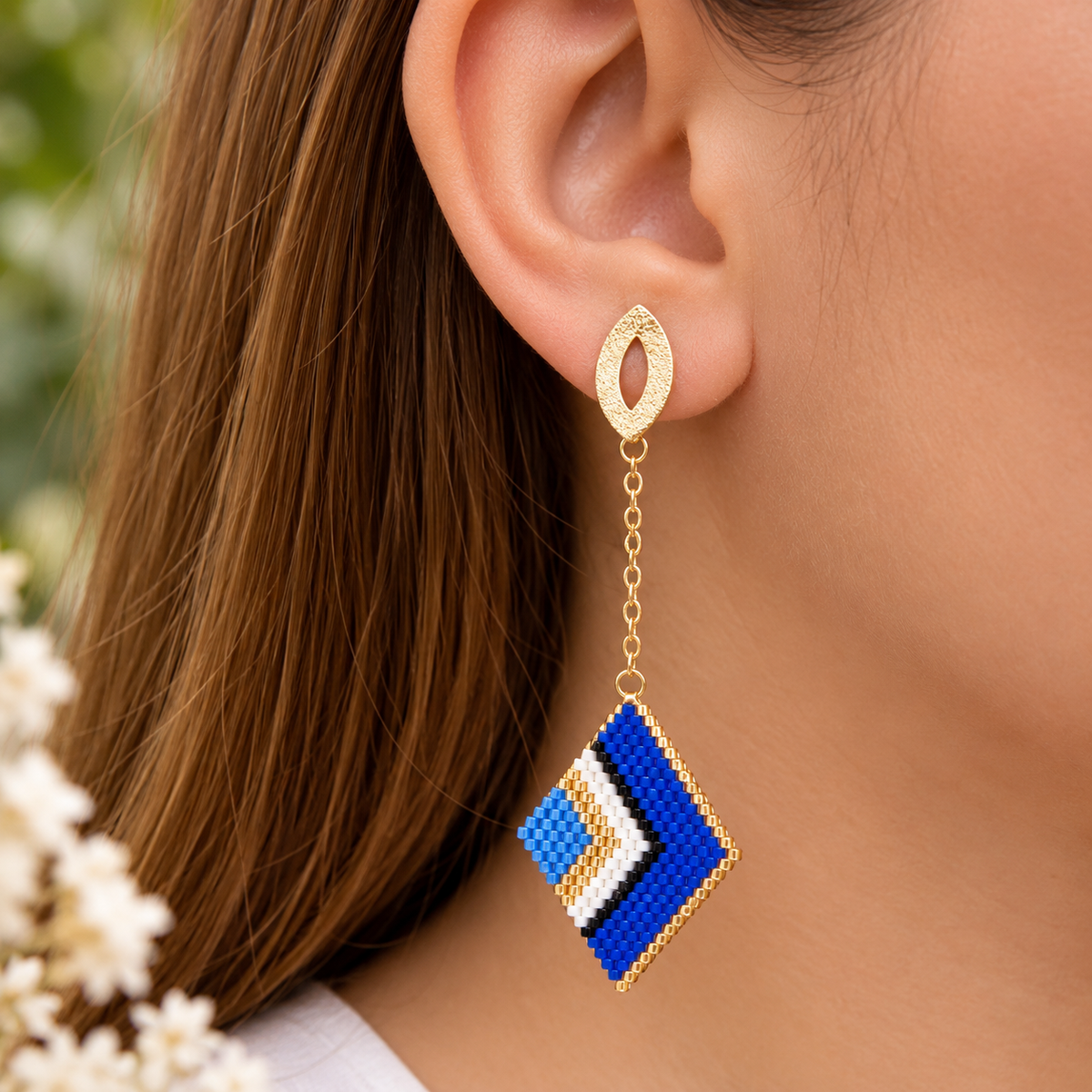 Aretes largos rombos