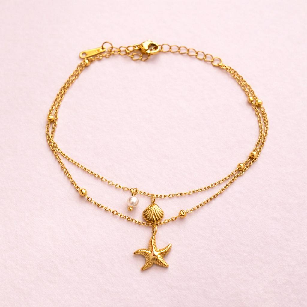 Tobillera Dorada Estrella de mar