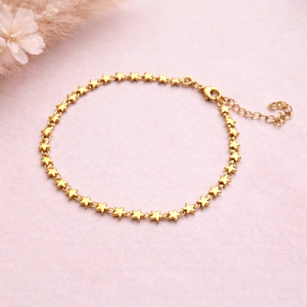 Tobillera Dorada mini estrellas