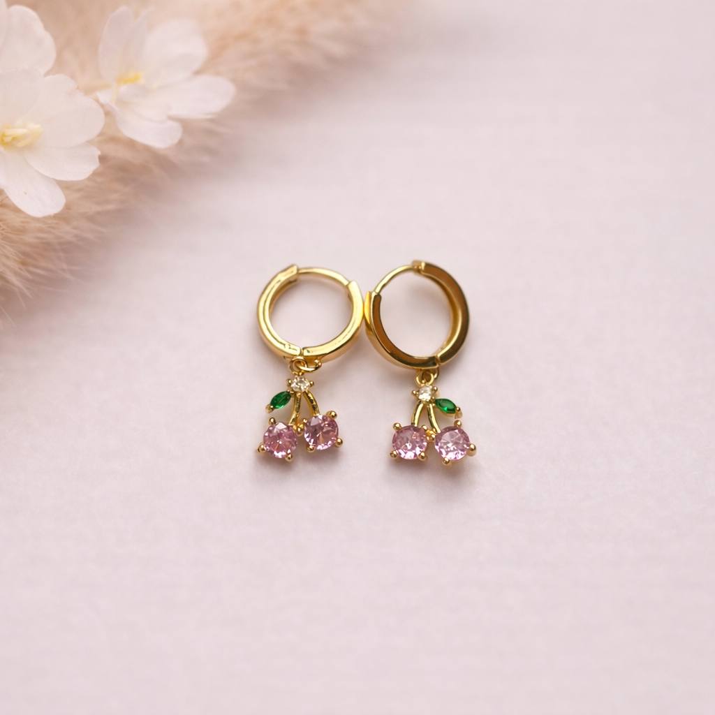 Aretes pendientes cereza