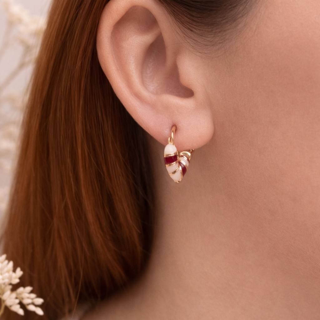 Candongas corazon rojo blanco y rosa