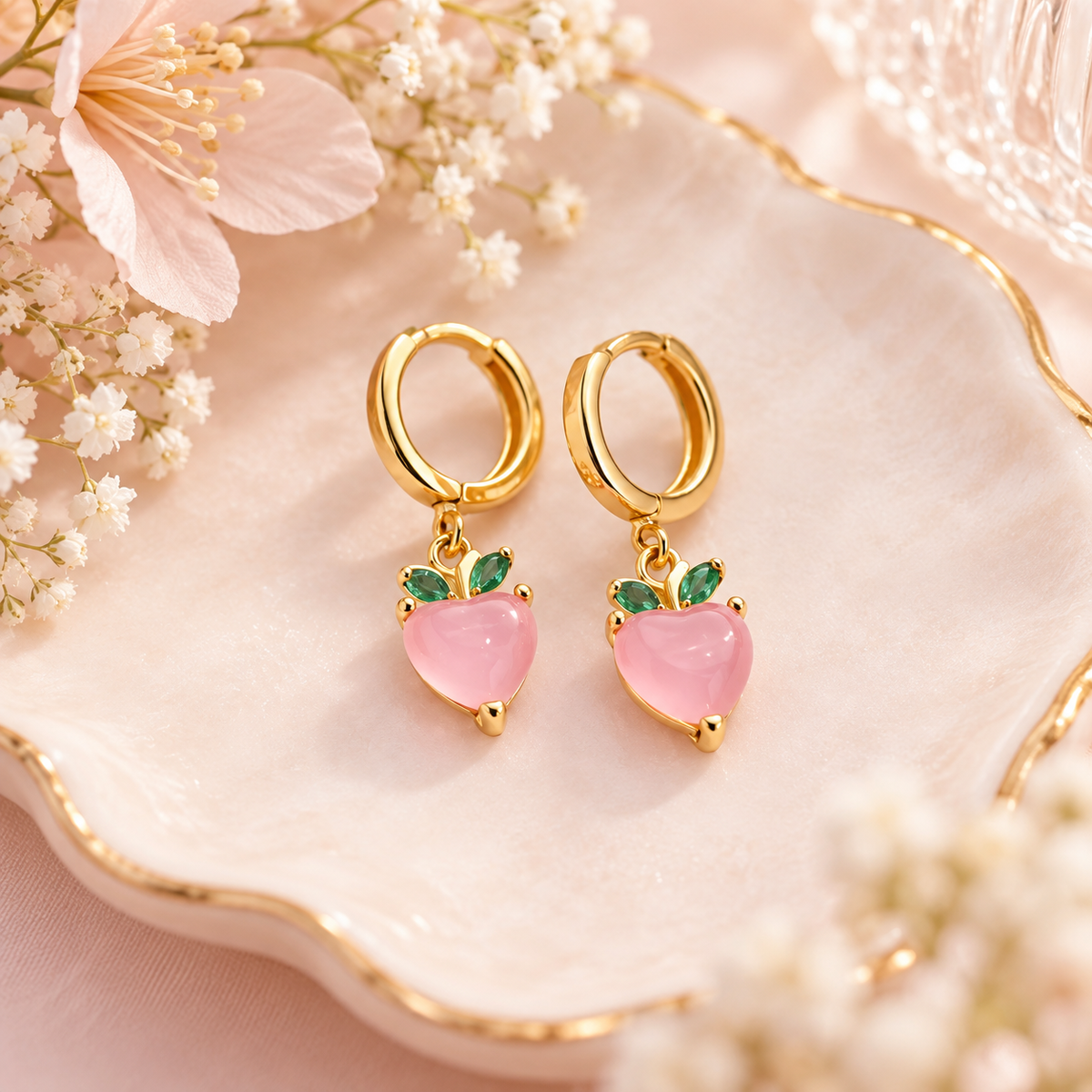 Aretes pendientes rosados