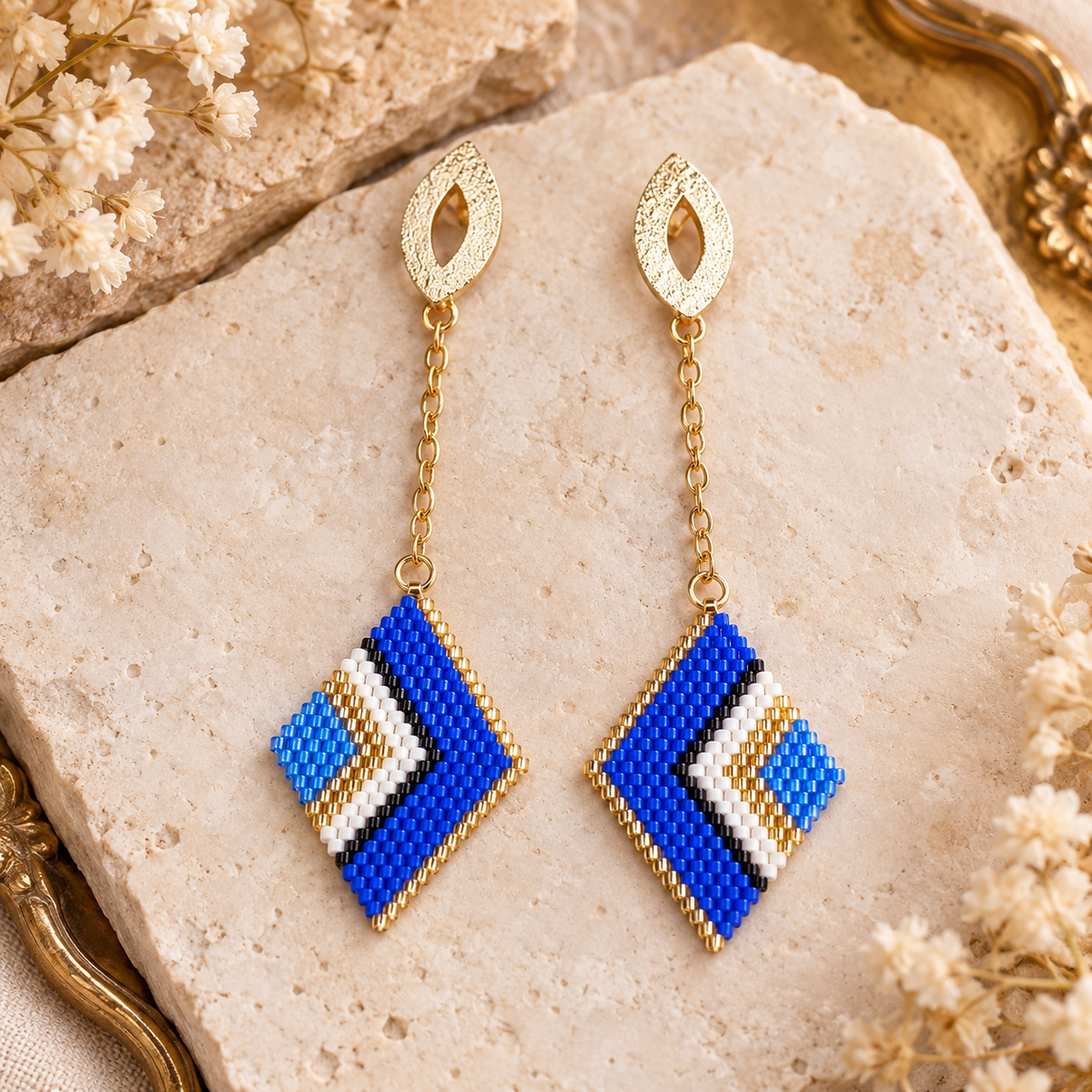 Aretes largos rombos