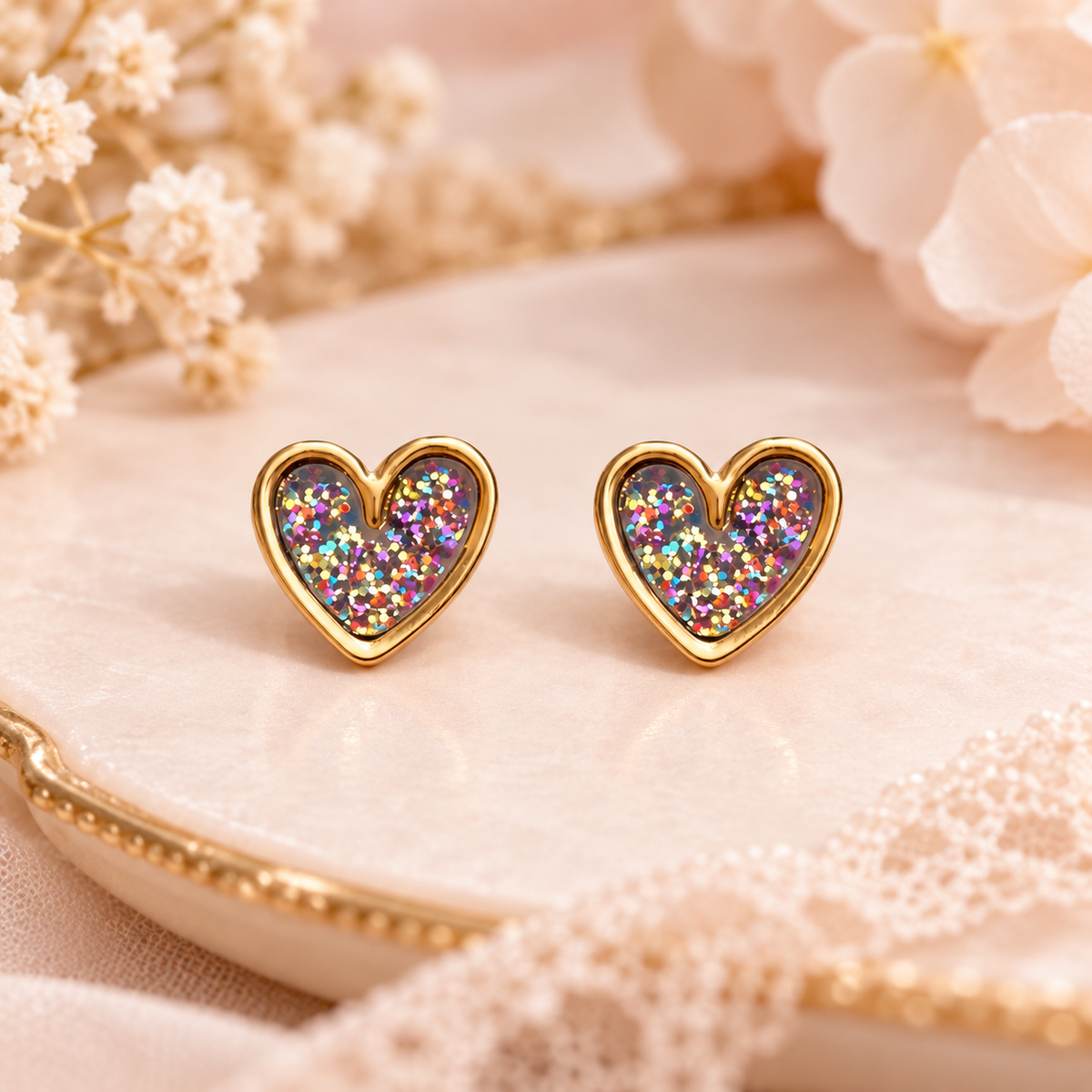 topos Corazones dorados y color