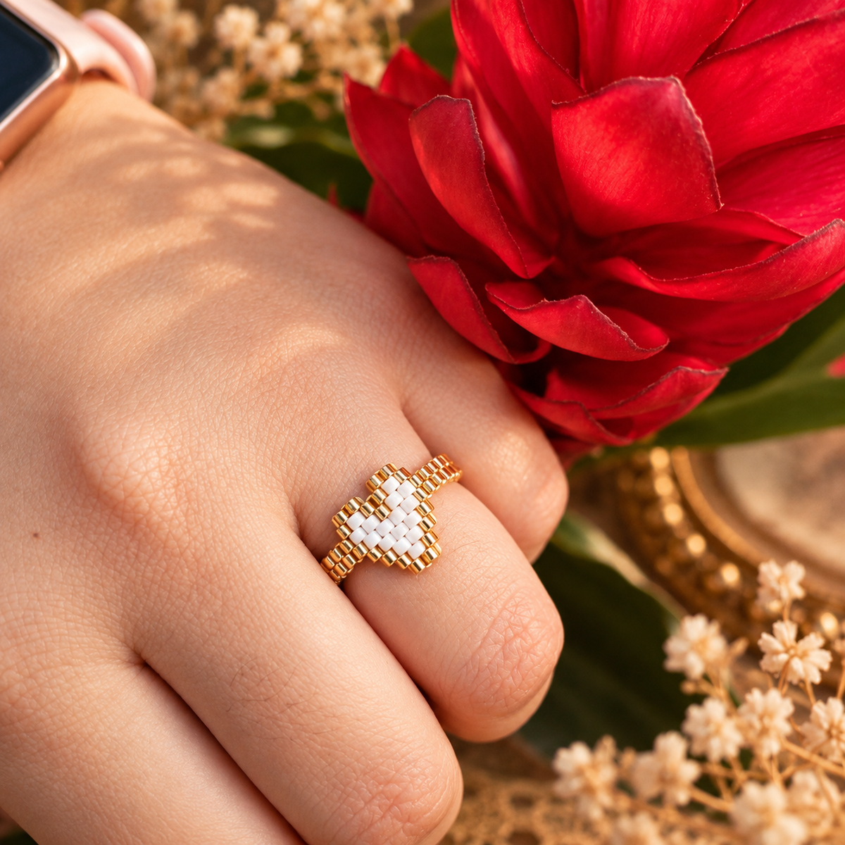 Anillo corazon blanco