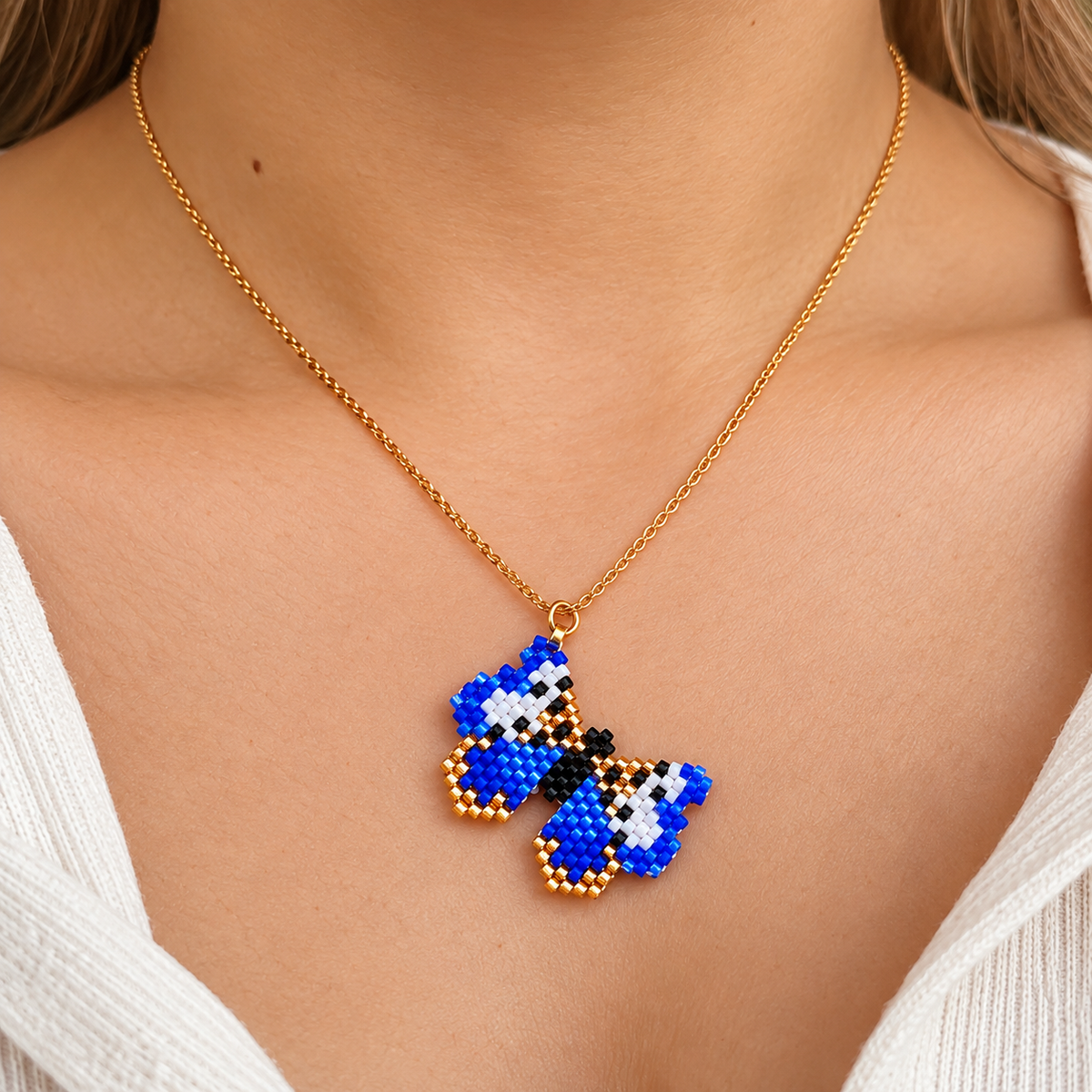 Collar mini mariposa blue