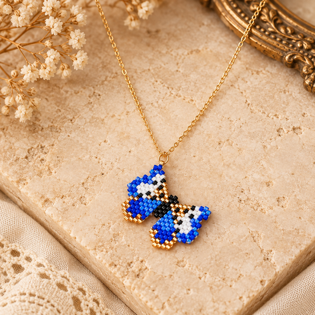 Collar mini mariposa blue