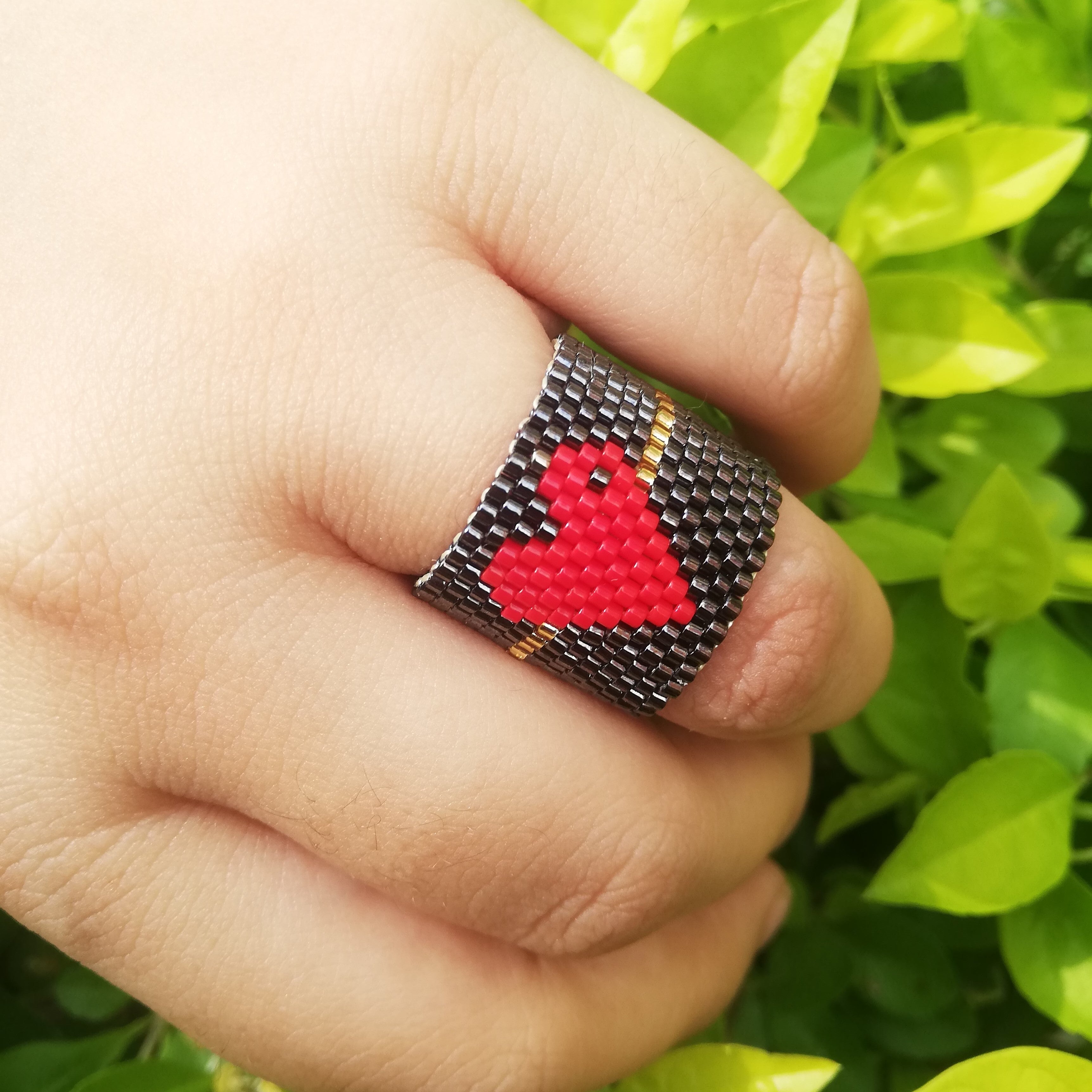 Anillo corazon rojo