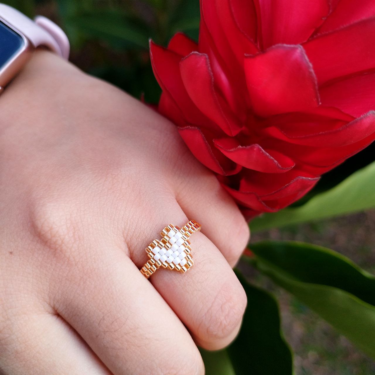 Anillo corazon blanco
